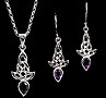 Amethyst Pendant and Earrings in Sea Gems Celtic Knot Bell Design