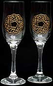 Pair of Champagne Flutes in Circle of Life design