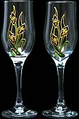 Pair of Champagne Flutes in Iris Nouveau design
