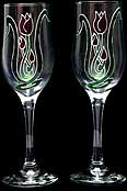 Pair of Champagne Flutes in Mackintosh Tulip design
